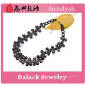 black beads floral handmade wholesale chunky statement necklace in china